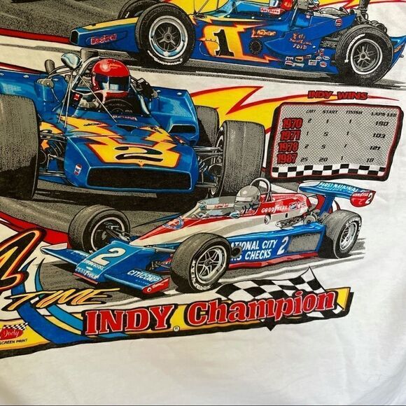 Al Unser Sr. 4 Times Winner Indy Champion Fan T-Shirt Signed XXL - Picture 4 of 6
